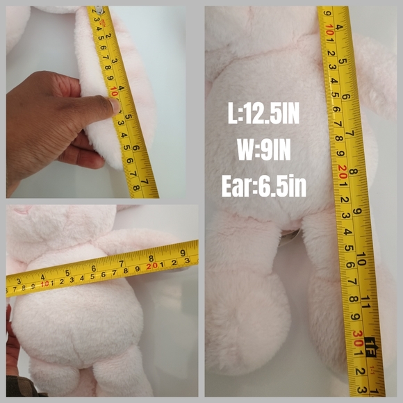 KellyToy K Luxe Baby Bunny Plush Rattle Crinkle Ears Stuffed Animal Sewn Eyes - Picture 8 of 8